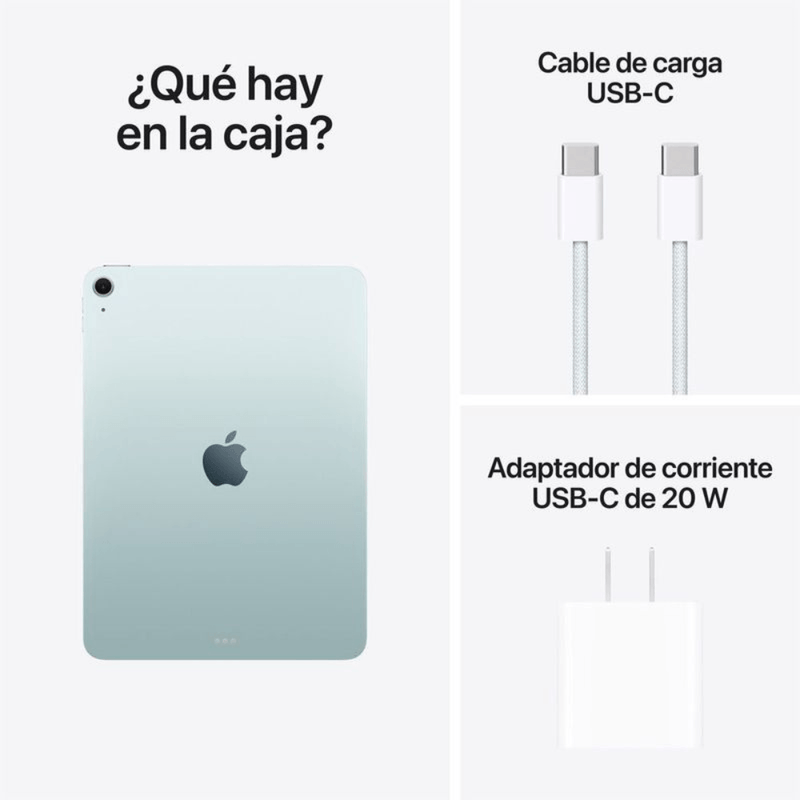 iPad Air Apple M4 cámara 12MP y Touch ID color azul vista caja