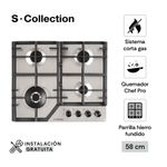 Encimera a gas SCollection 4 quemadores acero inoxidable especificaciones