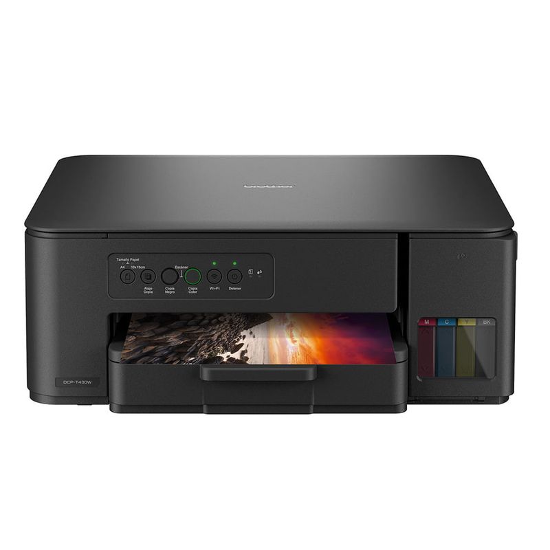 Impresora multifuncional DCP-T430W InkBenefit Tank, Wi-Fi, tinta a color, impresión inalámbrica frontal