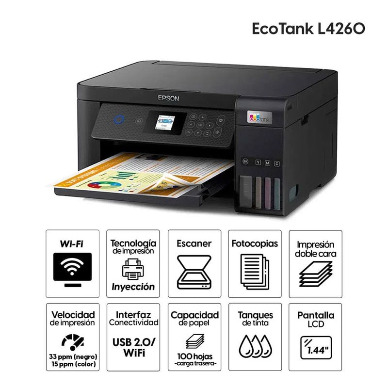Impresora Epson EcoTank L4260 duplex reempacada especificaciones