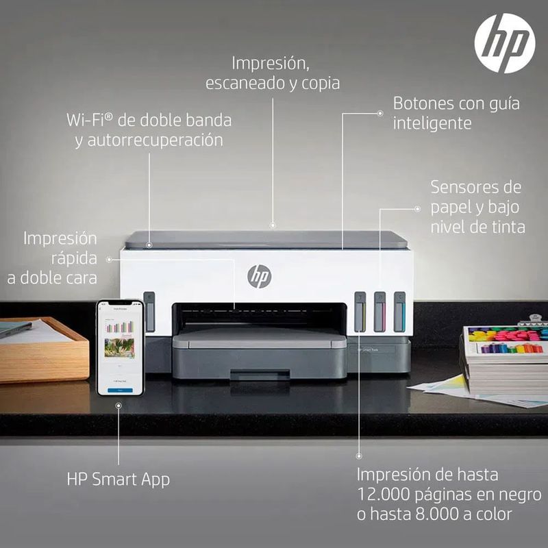 Impresora multifuncional HP Smart Tank 720 duplex reempacada funcionalidad