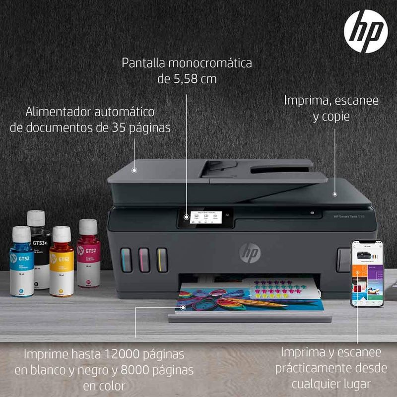 Impresora multifuncional HP Smart Tank 530 especificaciones