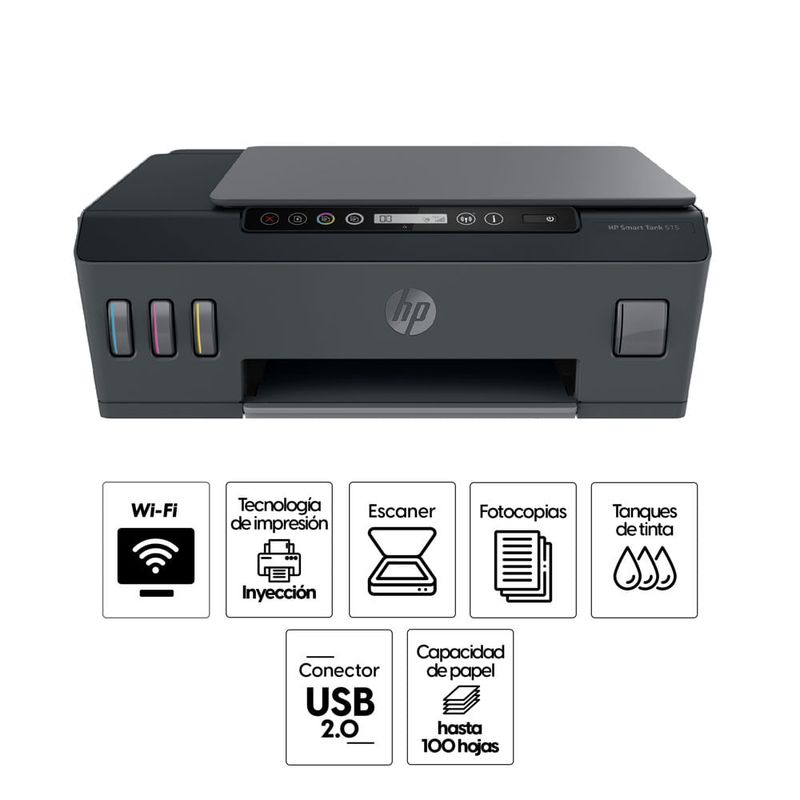 Impresora multifuncional HP Smart Tank 515 inalámbrica especificaciones