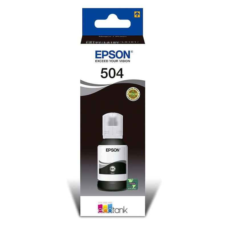 Tinta Epson T504120 negro rinde hasta 7000 páginas Frontal