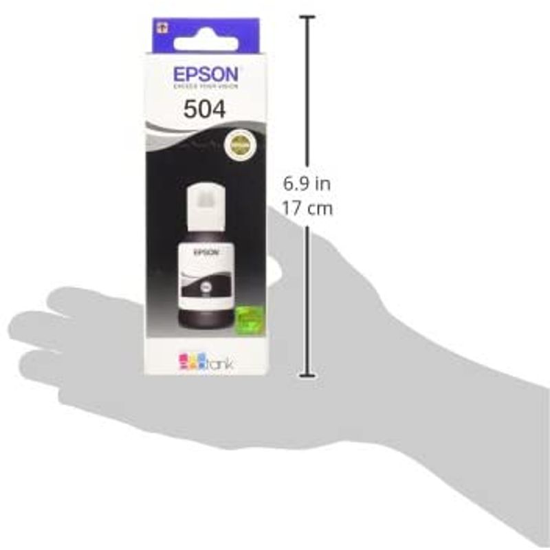 Tinta Epson T504120 negro rinde hasta 7000 páginas Frontal con escala de tamaño