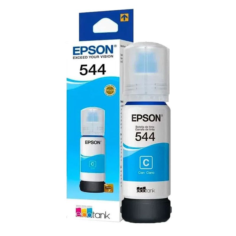 Tinta Epson T544220 cyan rinde hasta 7500 páginas Frontal-y-dorsal