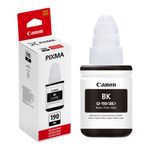 Botella tinta Canon GI190 negro rinde 7000 páginas frontal empaque producto