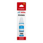 Botella tinta Canon GI190 cyan rinde 7000 páginas frontal empaque