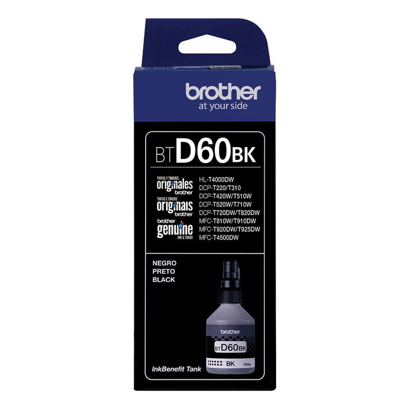 Brother BTD60BK tinta negra 6500 páginas frontal empaque