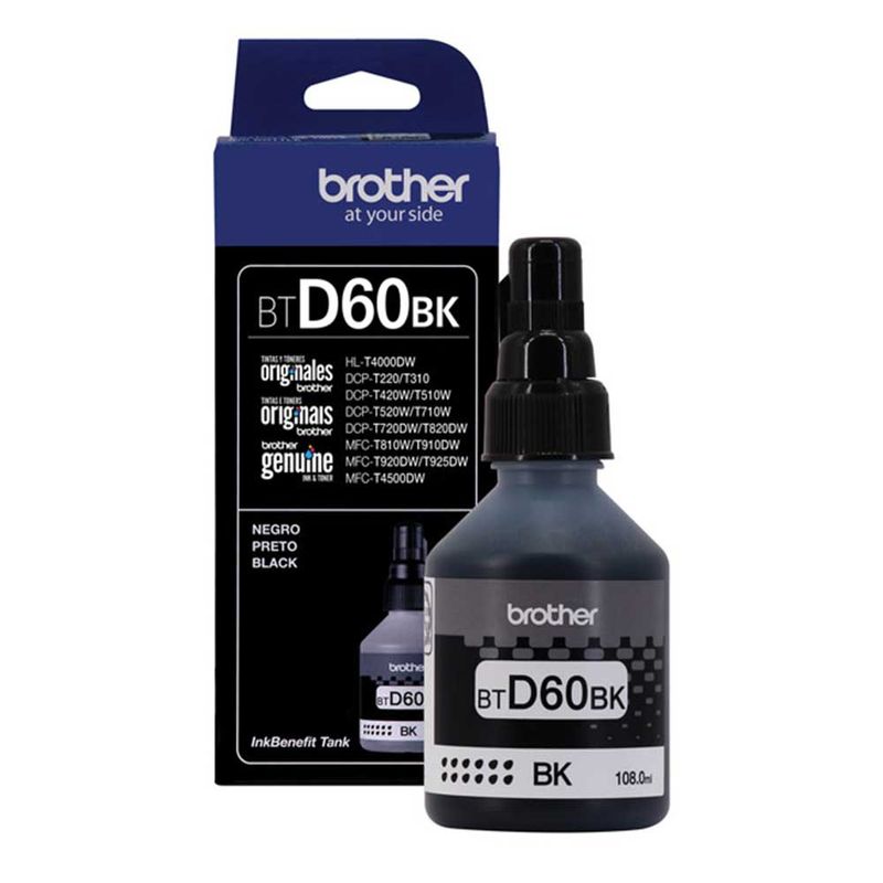 Brother BTD60BK tinta negra 6500 páginas frontal empaque tinta
