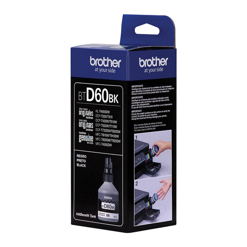 Brother BTD60BK tinta negra 6500 páginas diagonal empaque