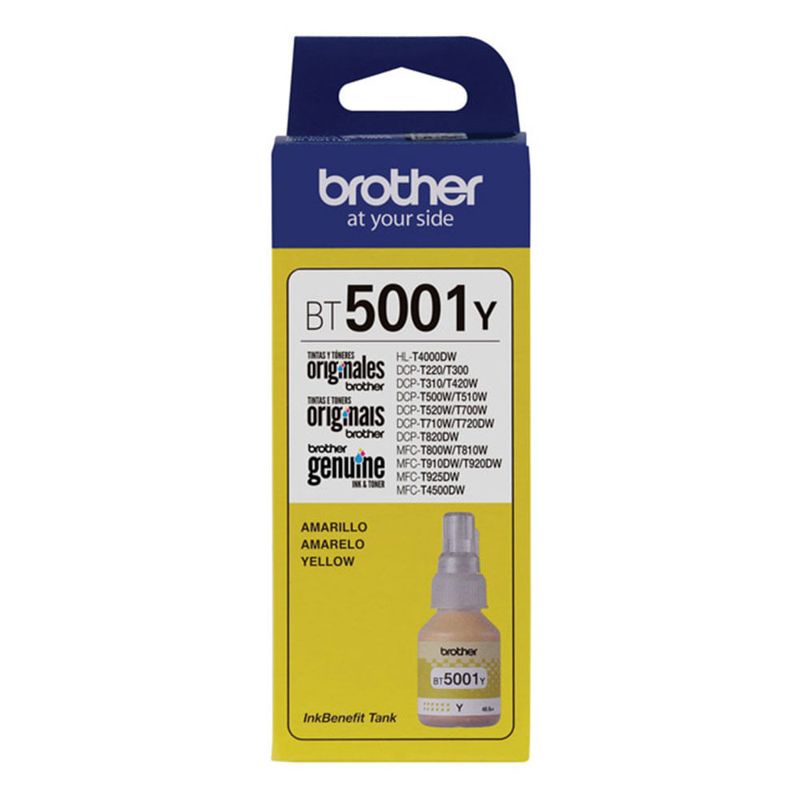 Tinta Brother BT5001Y amarillo 5000 pág frontal empaque