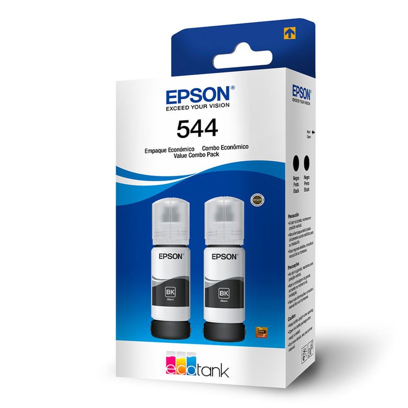 Pack 2 botellas tinta Epson T544 negro 65ml empaques
