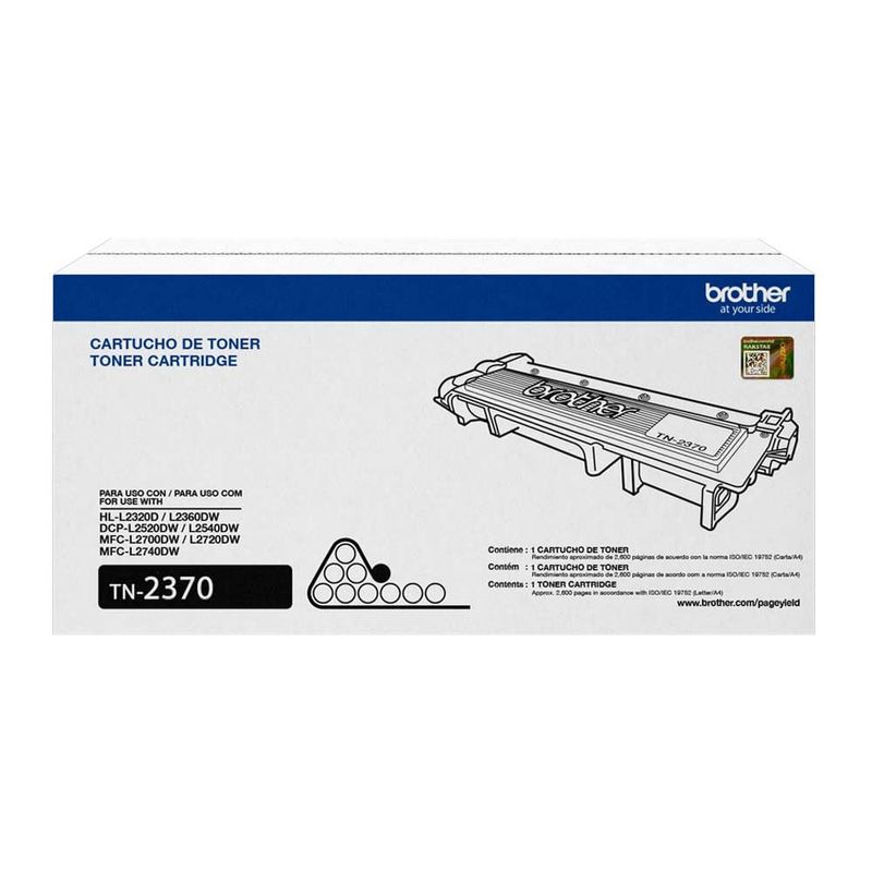 Cartucho toner Brother TN2370 negro 2600 paginas frontal