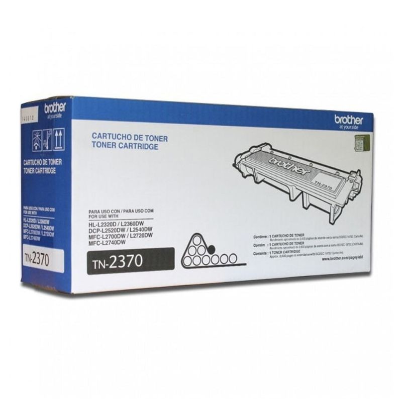 Cartucho toner Brother TN2370 negro 2600 paginas diagonal