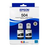 Pack de 2 botellas de tinta Epson T504 negro, 15,000 páginas frontal