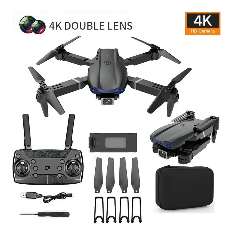 Mini dron E99 MAX HD plegable negro