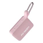 Parlante bluetooth ArgomTech BoogieLink hasta 24 horas de reproducción resistencia al agua IPX5 rosado vista frontal uso oblicua