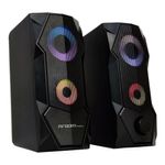 Parlante gamer para pc ArgomTech Combat SP68 sonido estéreo luces LED negro vista frontal oblicua