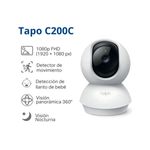 Cámara TP-Link Tapo C200C detección movimiento seguimiento automático color blanco vista superior