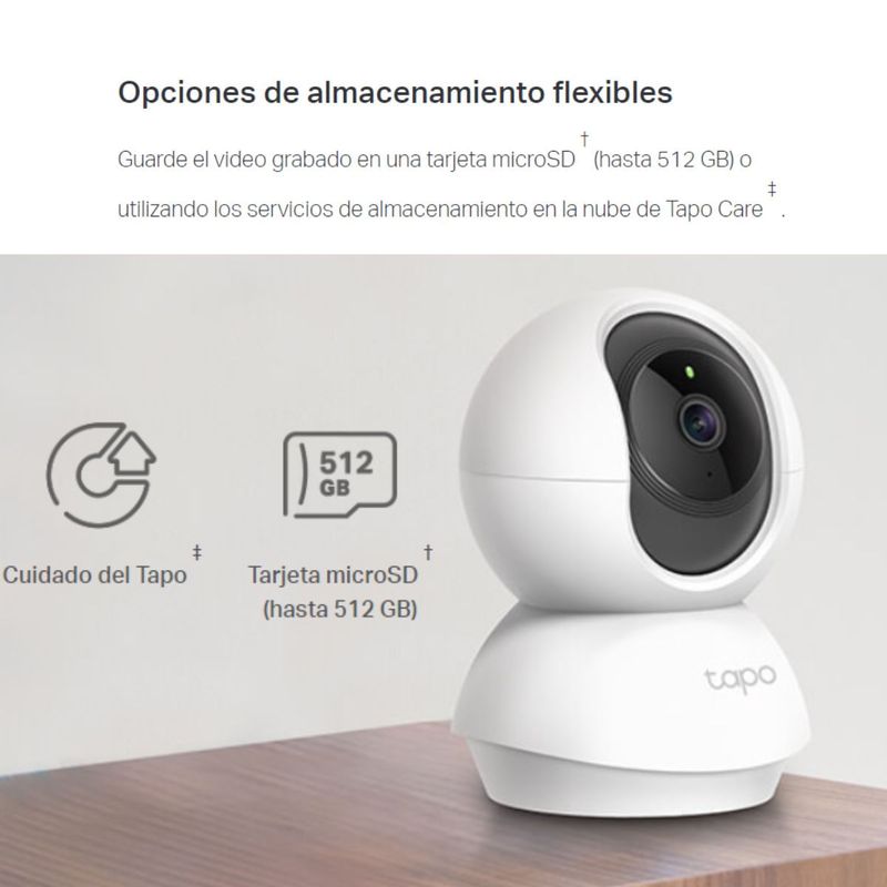 Cámara seguridad TP-Link Tapo C200C en uso monitoreo hogar color blanco