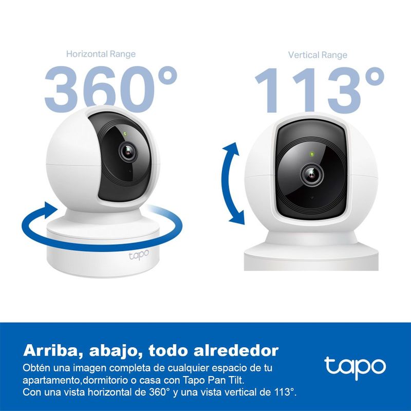 Cámara seguridad TP-Link Tapo C202 en uso monitoreo hogar color blanco