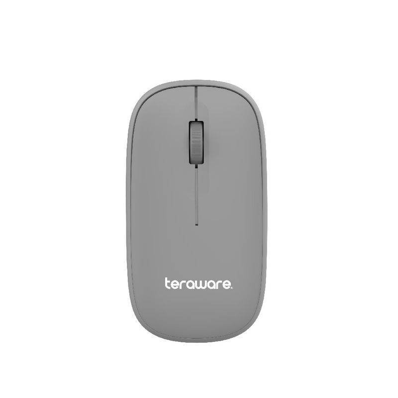 Mouse inalámbrico Coolbox Teraware 2.4G mediante receptor USB 1200 DPI multicolor vista superior acabado gris
