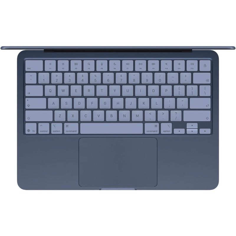 MacBook Neo Apple pantalla 13 pulgadas y cámara FaceTime HD color indigo vista superior