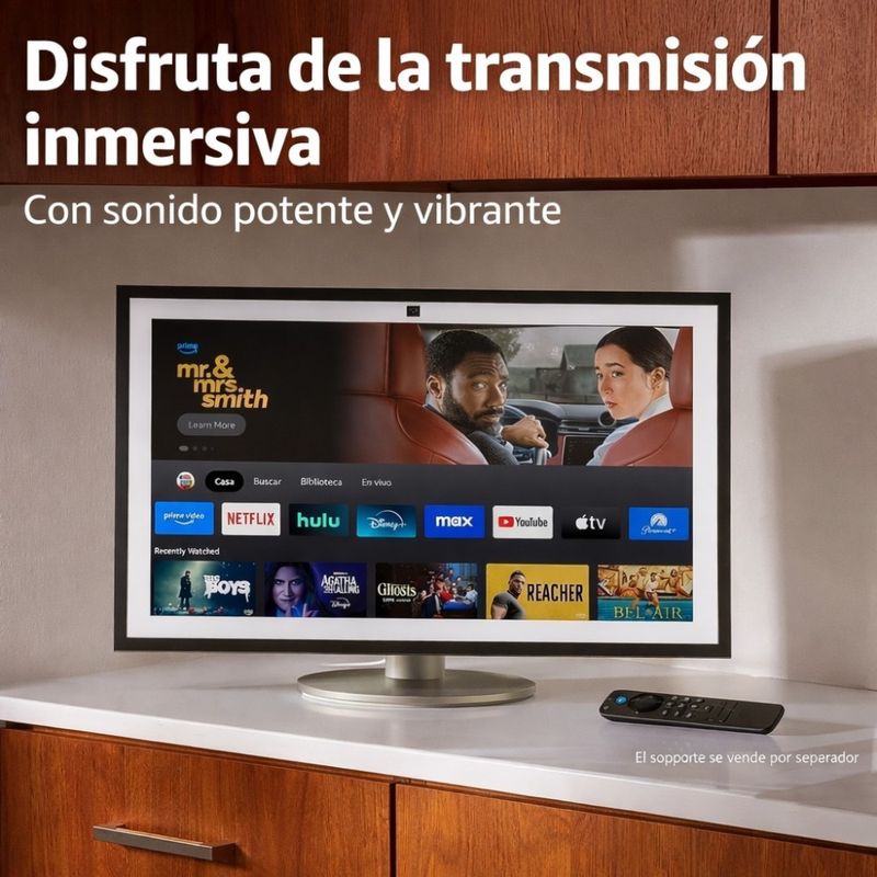 Amazon Echo Show 21 21" FHD Alexa pantalla inteligente negro frontal contexto uso