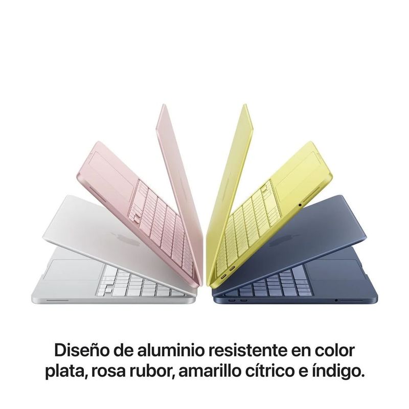 Laptop Apple MacBook Neo en uso trabajo productividad color indigo