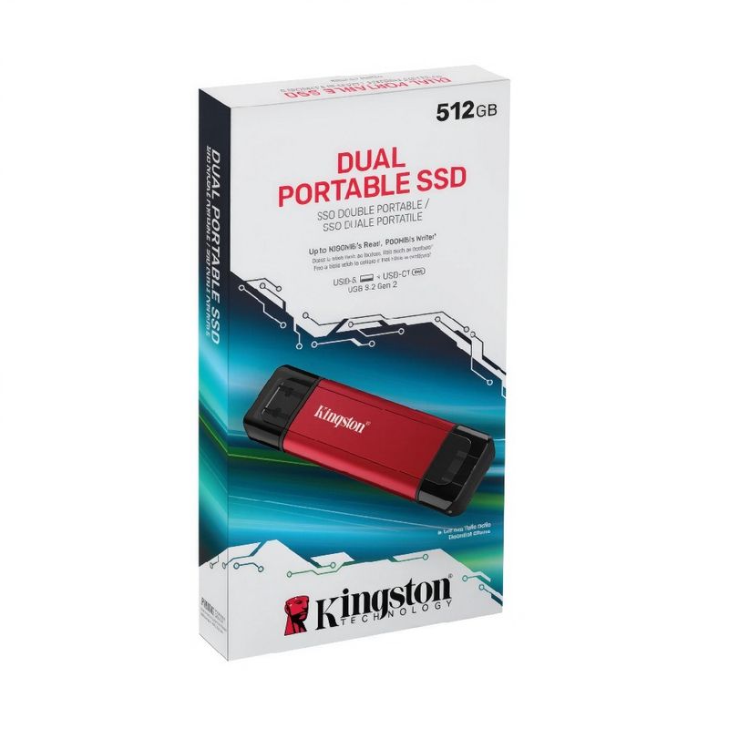 SSD externo Kingston 512GB USB-C 3.2 Gen2 1050MB/s  FRONTAL EMPAQUE
