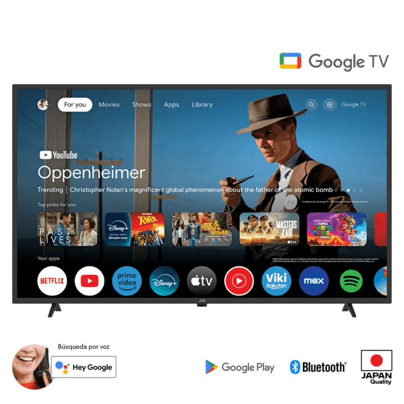 Smart TV JVC modelo LT-40KB758 40 pulgadas Full HD Google TV color negro vista frontal
