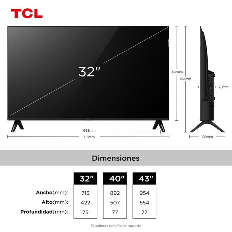 Televisor TCL QLED colores vibrantes Google Assistant color negro vista lateral