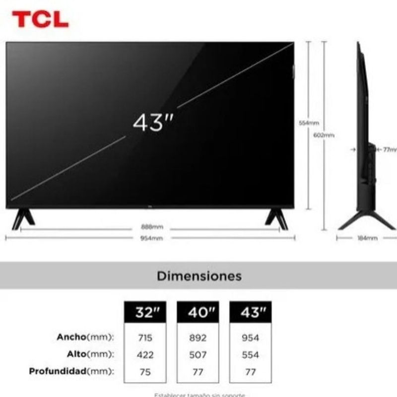 Televisor TCL 32 pulgadas streaming Google TV color negro vista trasera