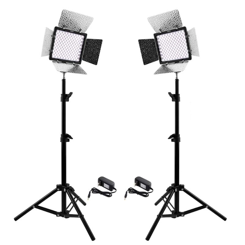 Kit de iluminación Yongnuo modelo YN300III 2 paneles LED con parantes color negro vista frontal