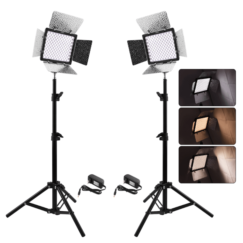 Kit de iluminación Yongnuo modelo YN300III 2 paneles LED con parantes color negro vista frontal