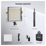 Kit de iluminación Neewer modelo NL480 2 paneles LED bicolor con trípodes color negro vista frontal