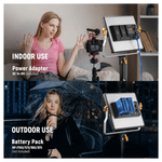 Kit iluminación Neewer NL480 en uso fotografía y video estudio color negro