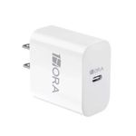 Cargador 1Hora USB-C 20W carga rápida seguro blanco frontal