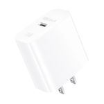 Cargador 1Hora USB-C 20W carga rápida seguro blanco diagonal