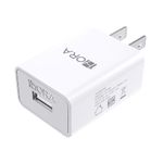 Cargador 1Hora 10W 5V 2A USB blanco carga segura FRONTAL