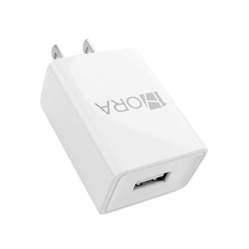 Cargador 1Hora 10W 5V 2A USB blanco carga segura diagonal