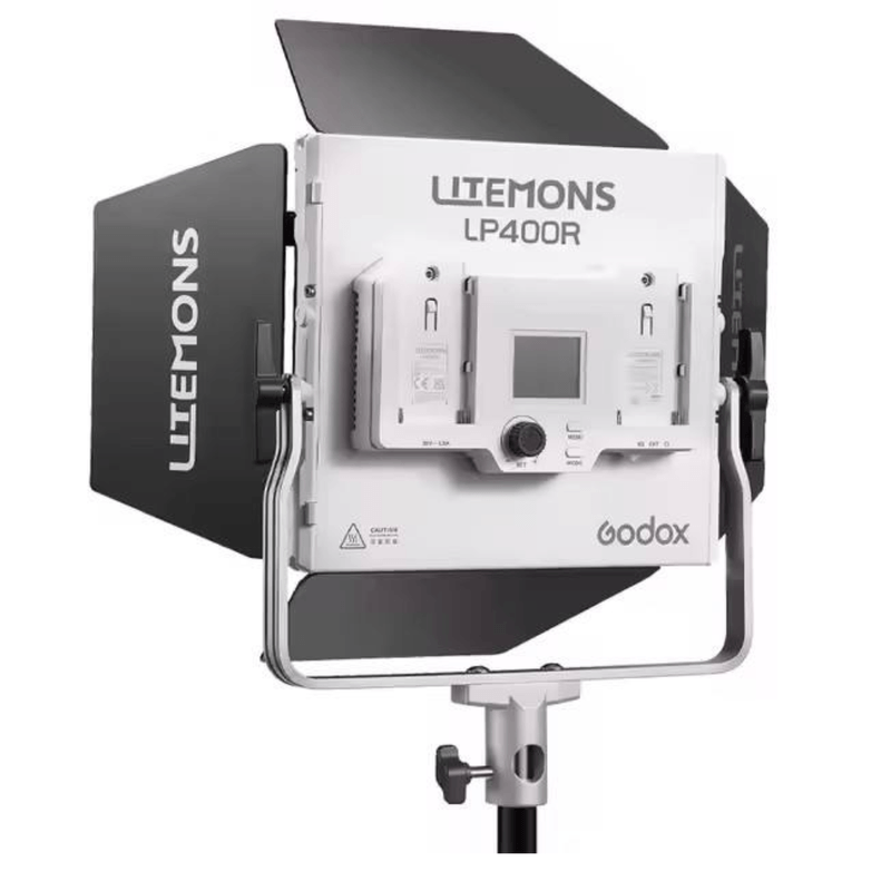 Panel LED Godox LP400R RGB temperatura ajustable 1800K 10000K color negro vista lateral