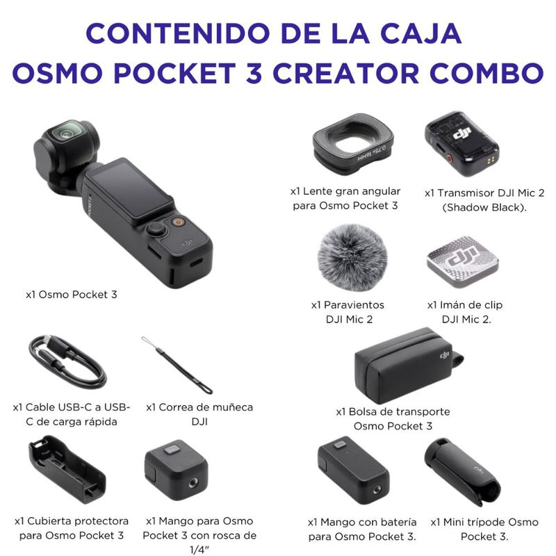Cámara DJI Osmo Pocket 3 en uso grabación vlog contenido color negro