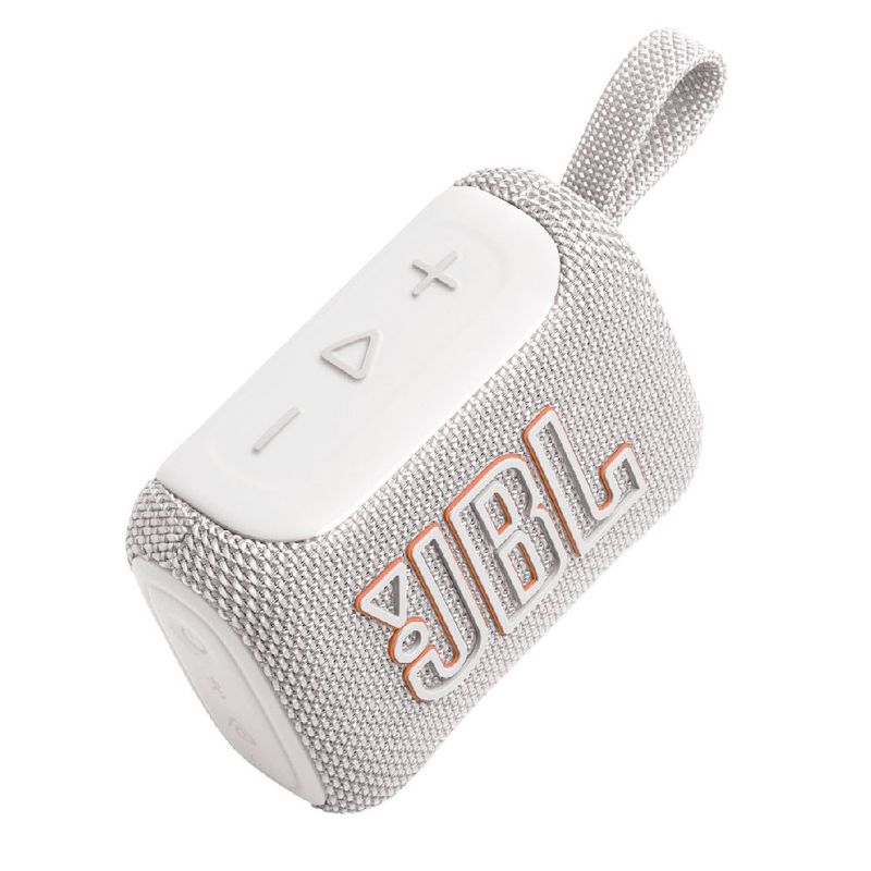Parlante JBL Go 5 Bluetooth IP68 10h Portátil Blanco frontal oblicuo