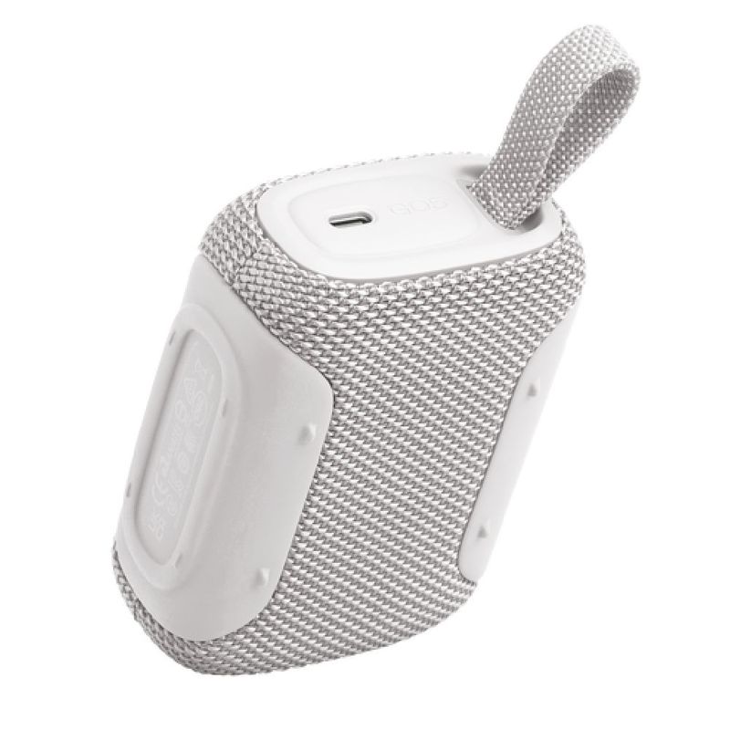 Parlante JBL Go 5 Bluetooth IP68 10h Portátil Blanco lateral superior