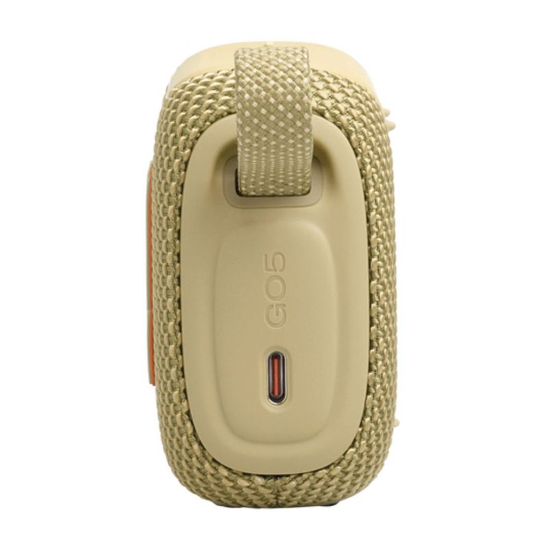 Parlante JBL Go 5 Bluetooth IP68 10h Portátil Amarillo lateral conexión