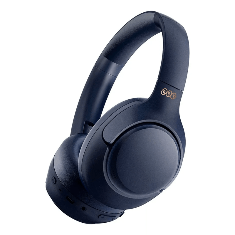 Audífonos bluetooth over ear QCY H3 ANC cancelación de ruido azul vista lateral perspectiva