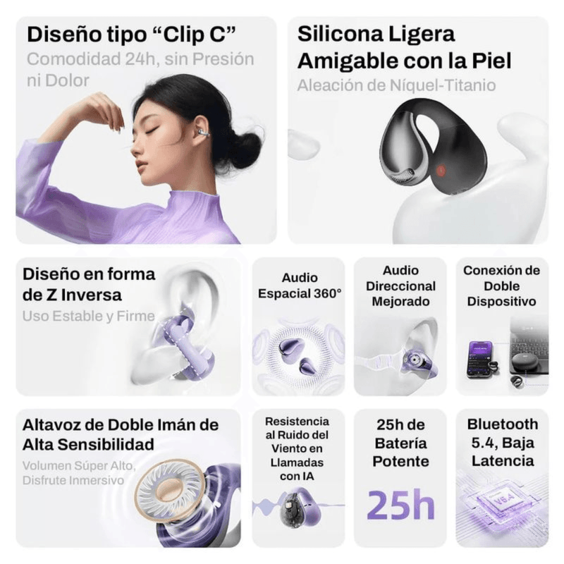 Audífonos Bluetooth QCY Crossky C30 True Wireless IPX4 25 horas negro vista carga