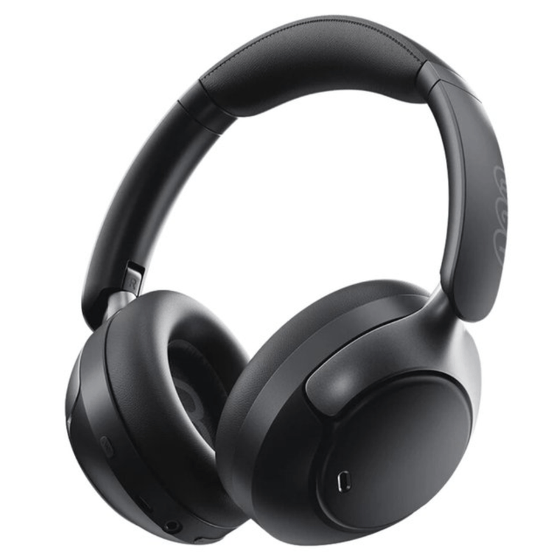 Audífonos bluetooth over ear QCY H3 Pro con cancelación de ruido ANC batería 55 horas color negro vista frontal oblicua